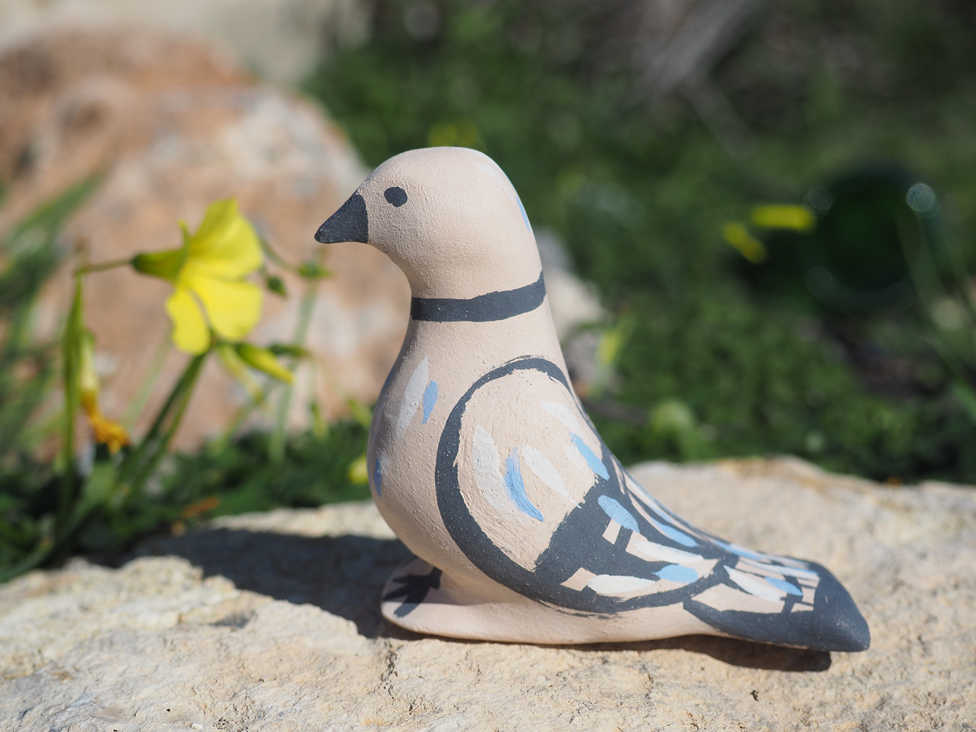 sculpture clay ceramics  handmade bird microsculpture handpainting