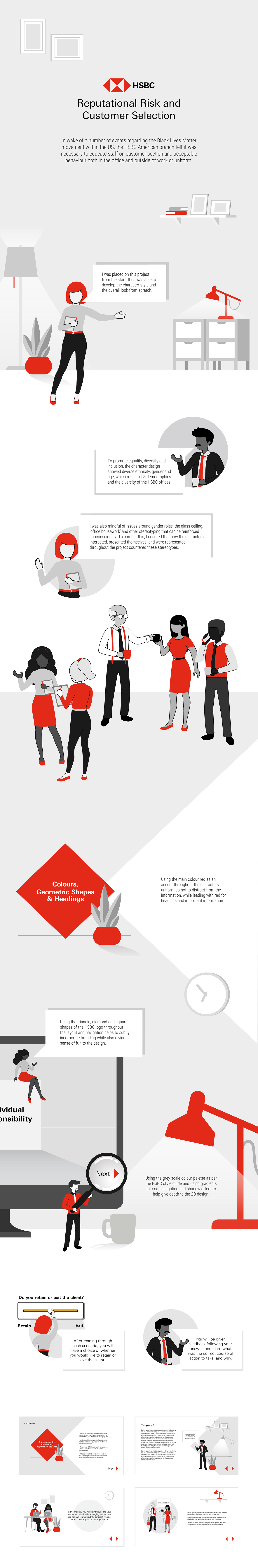 character diversity characters gradient lighting HSBC ILLUSTRATION  Layout red and grey