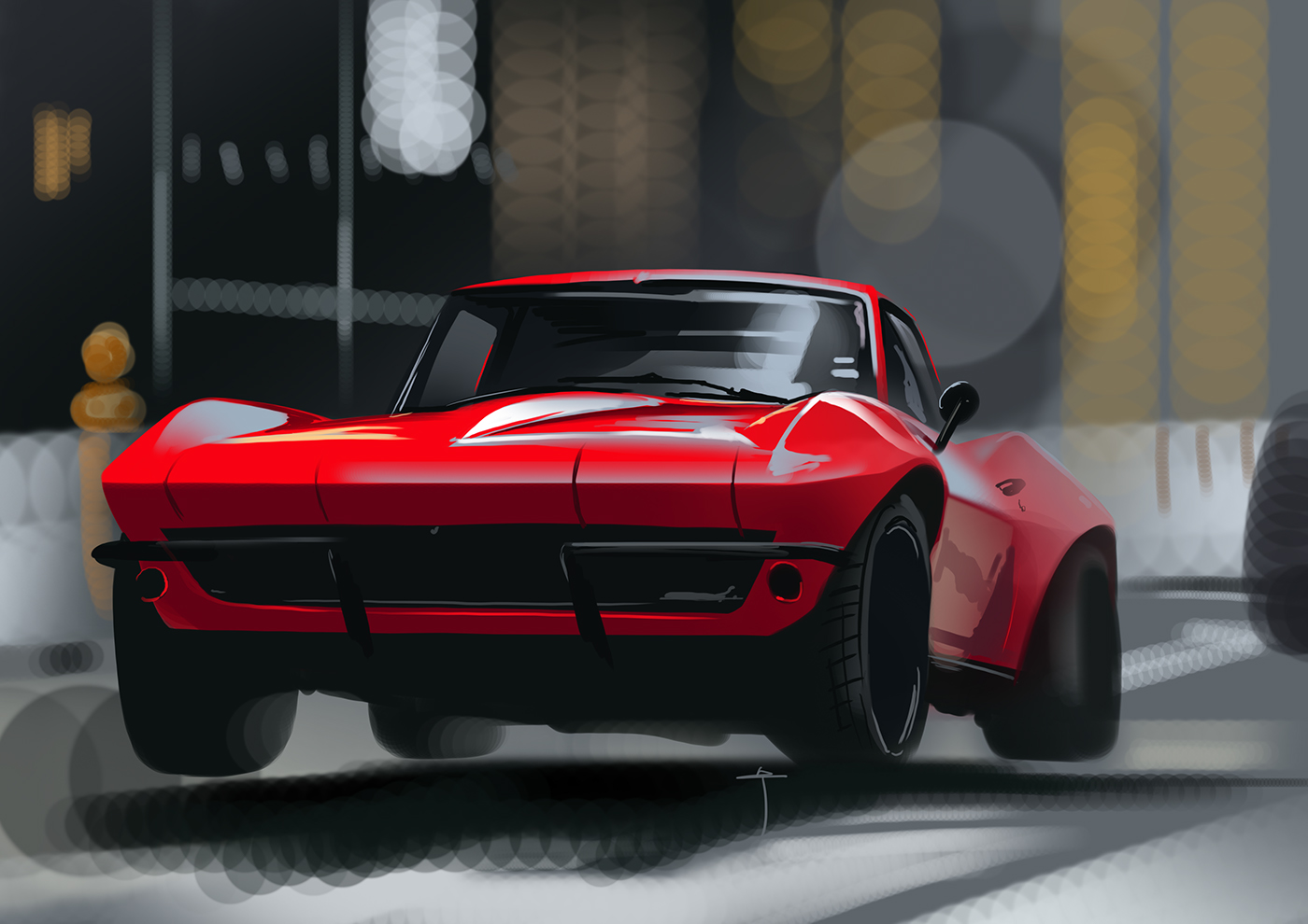 car design rendering car Corvette Stingray car designer painting   art industrial design  Transportation Design transportation