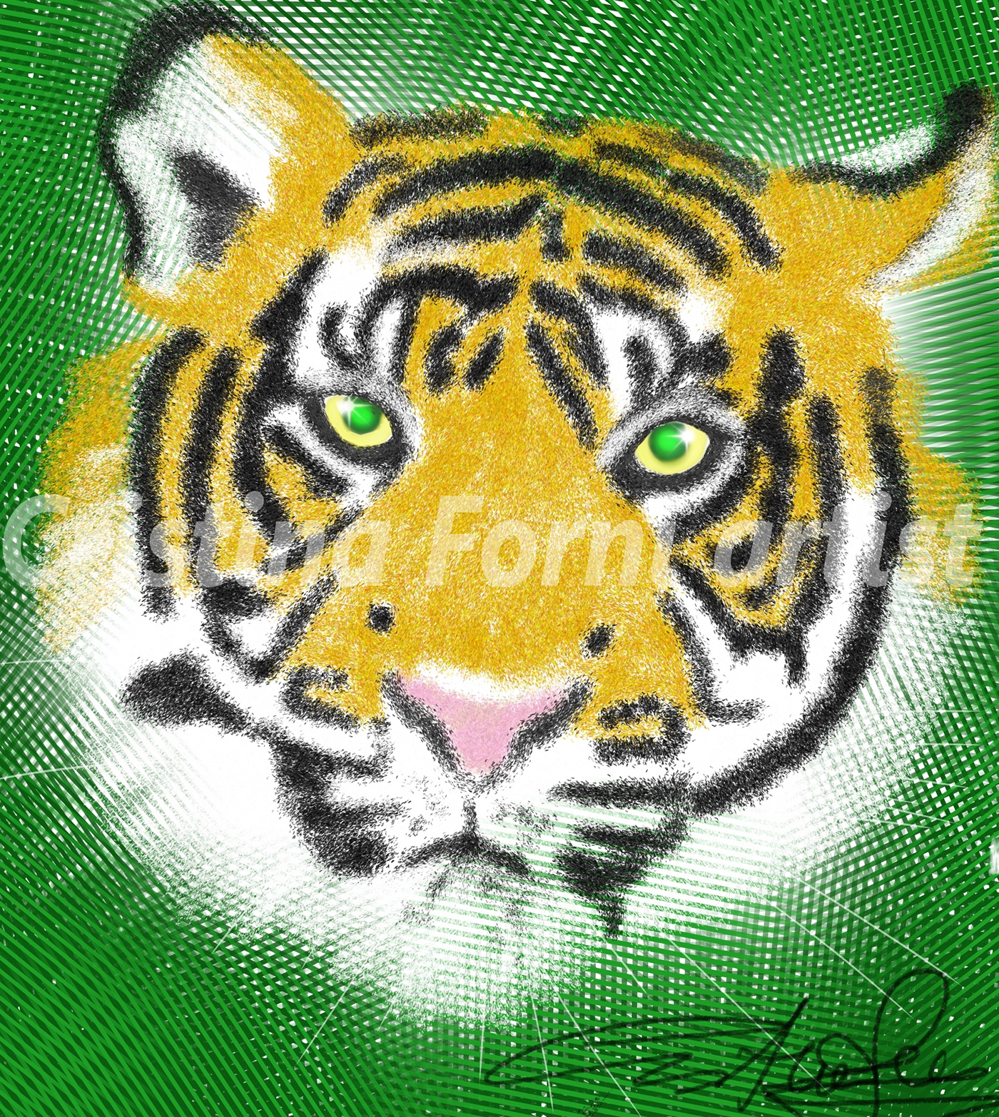 animals art Digital Art  digital illustration digital painting Drawing  ILLUSTRATION  painting   tiger illustration Wacom Cintiq