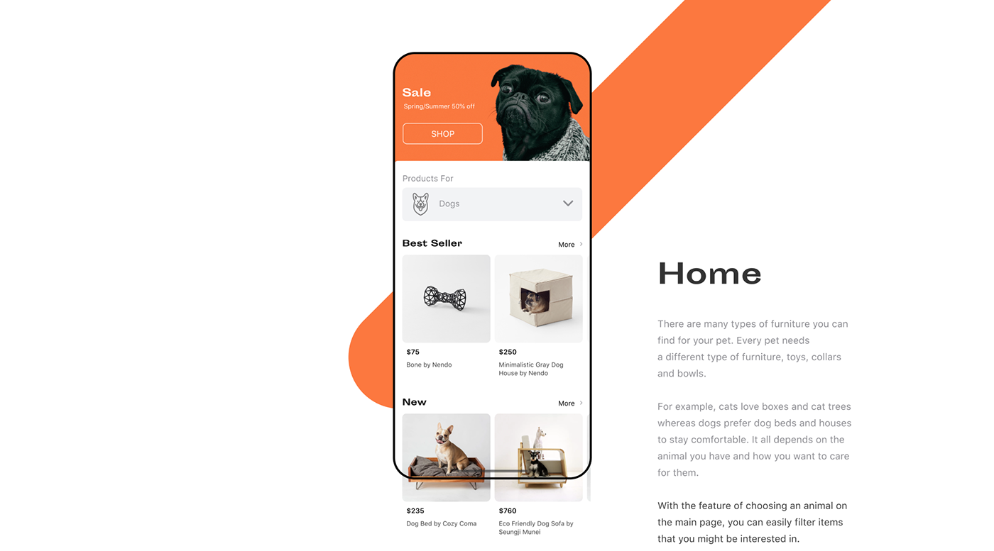UI ux ios app aplication furniture Pet dog interaction