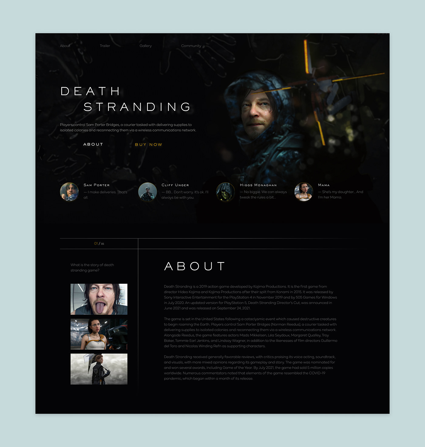 Death Stranding design Figma landing landing page UI/UX web-design web-designer Website сайт