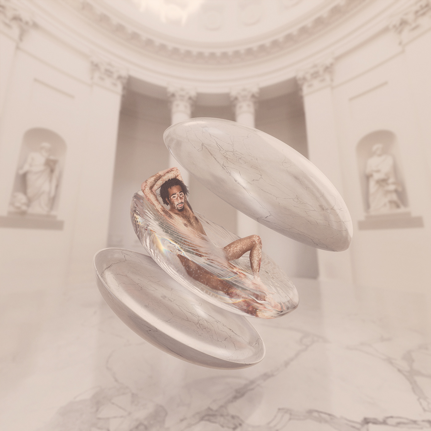 art bath baths CGI dream floating photoshop retouching  surreal water