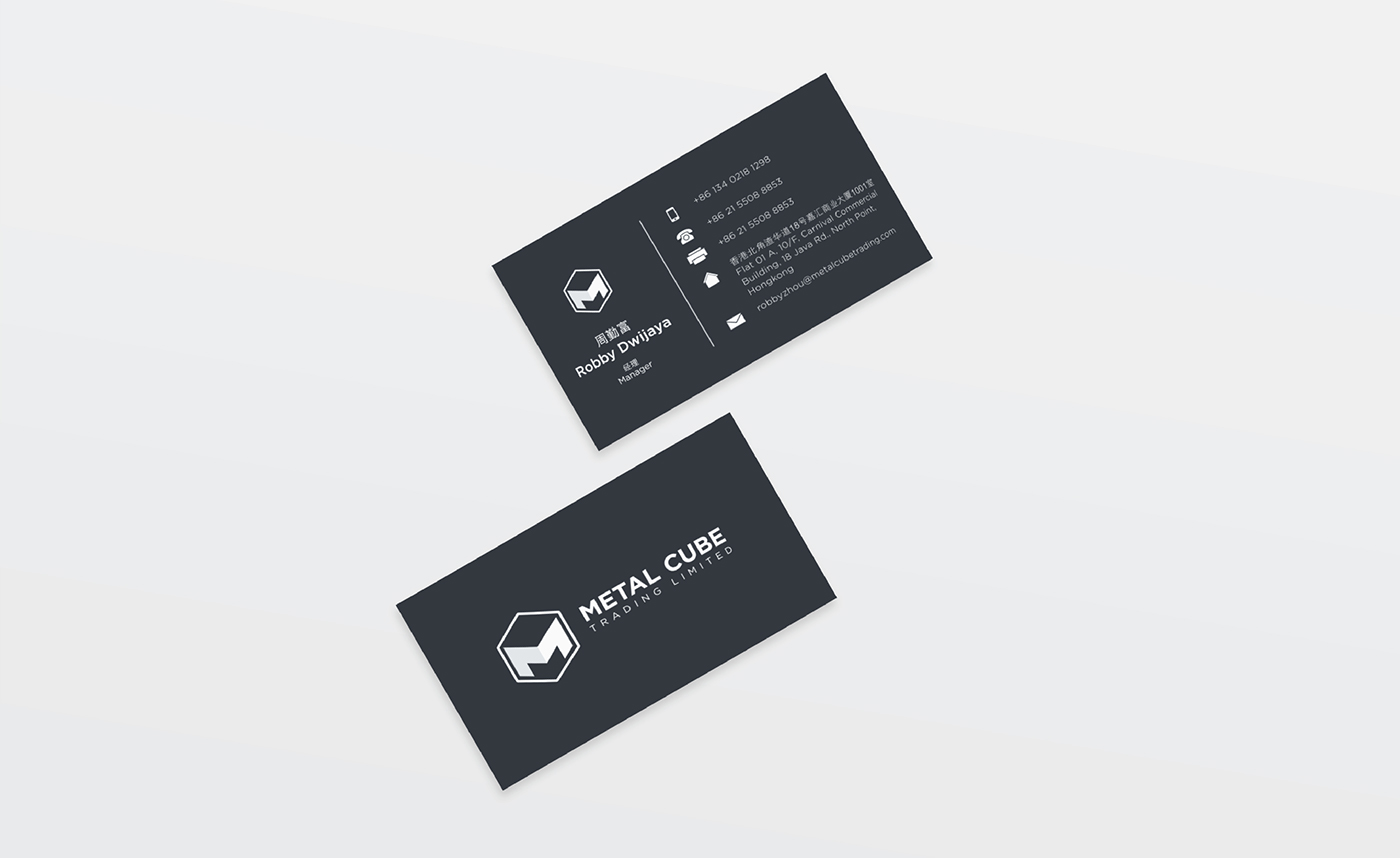 logo business card metal cube gunmetal color Corporate Identity identity print stationary