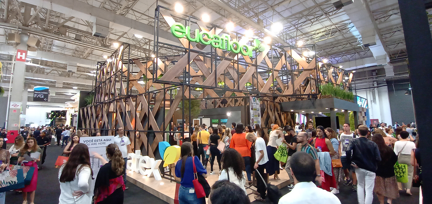 architecture booth design estande Exhibition  expo Promotional revestir Stand wood