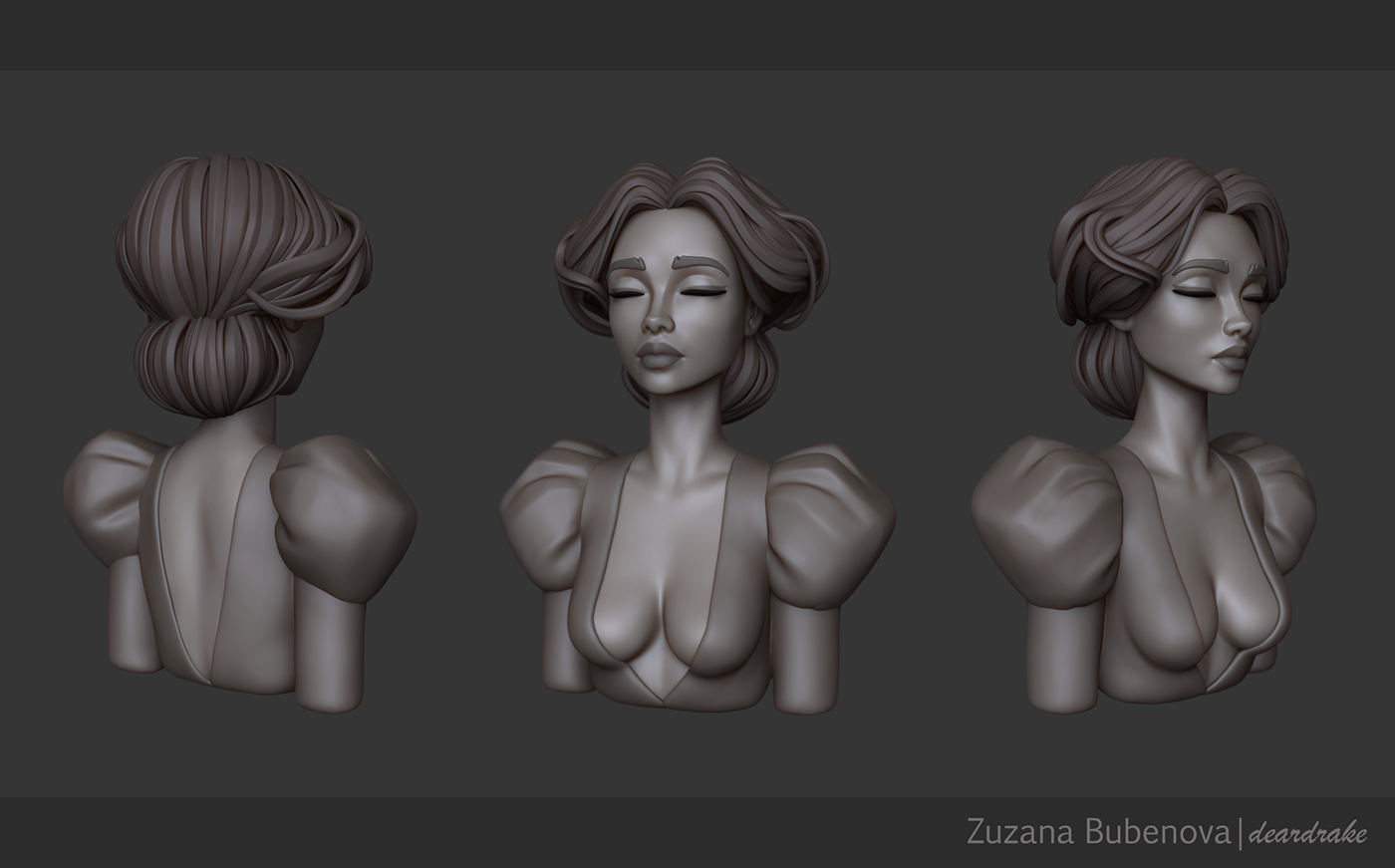 girl 3D Sculpt fantasy stylised cute Zbrush sculpture cartoon Character