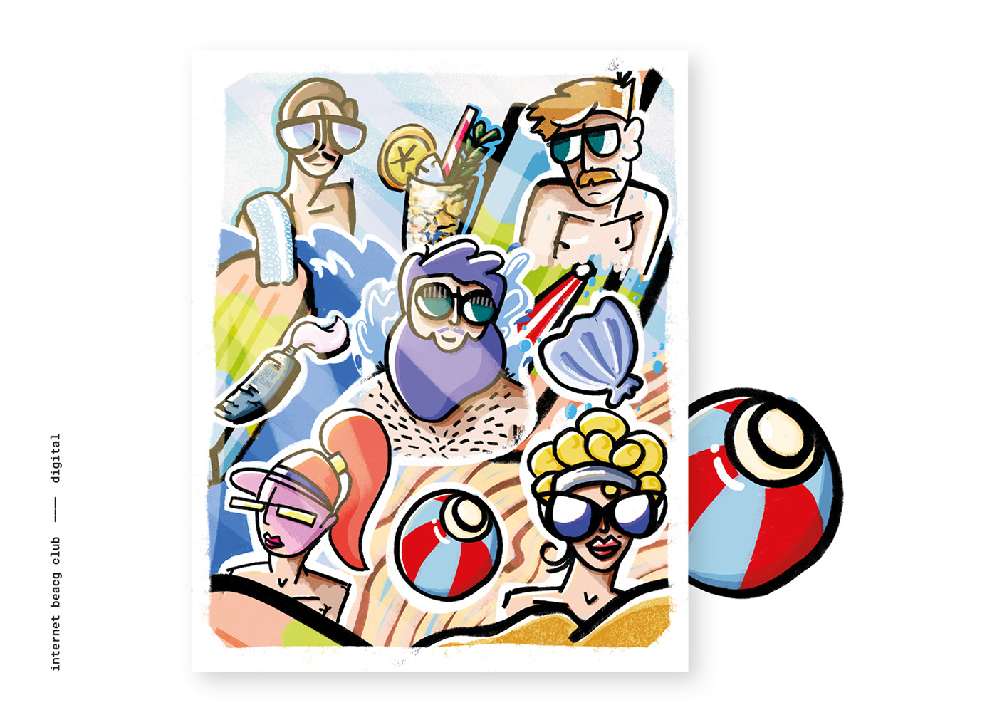beach Character colorful Display ILLUSTRATION  Internet quirky concept summer