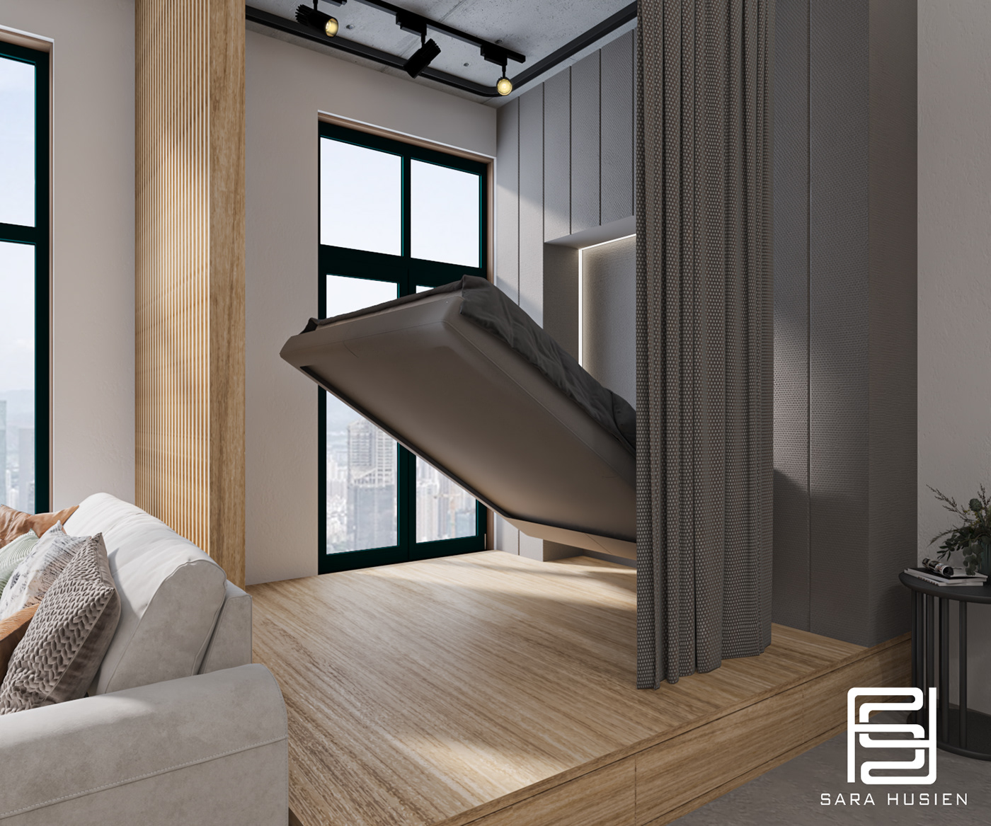 3ds max apartment modern Luxury Design vray Render bedroom living room kitchen design sunlight