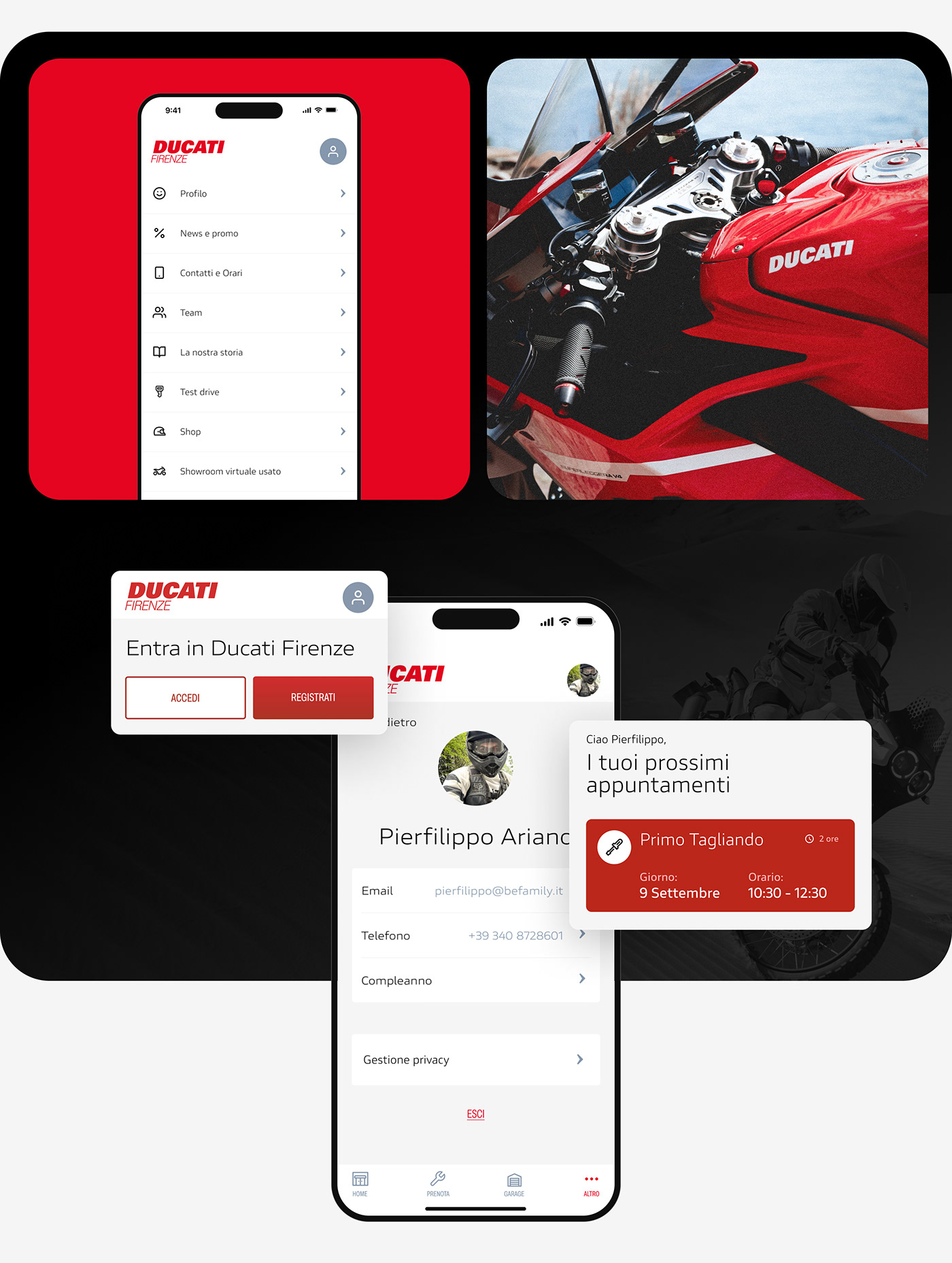 Booking booking app motorcycle Ducati Mechanic garage Repair service automotive   Vehicle