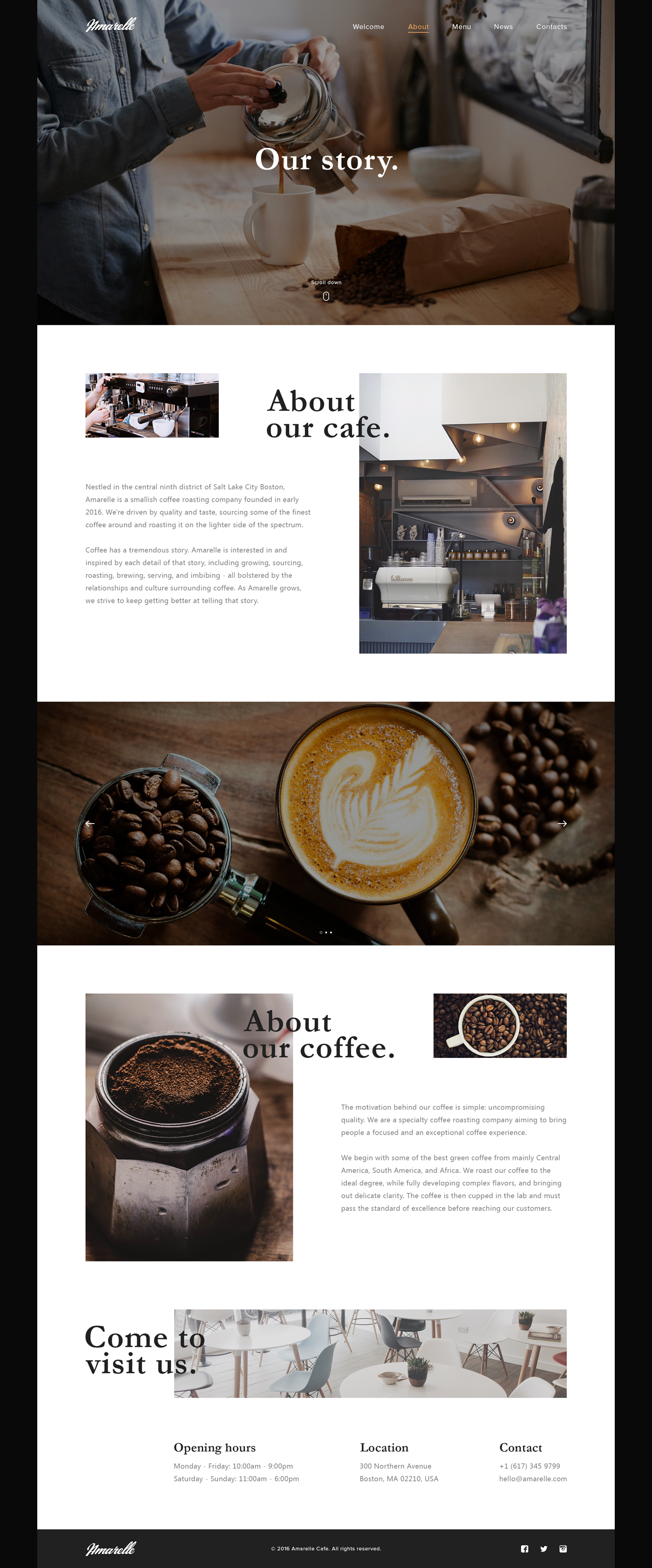 UI ux Website Webdesign concept cafe Coffee restaurant interaction black