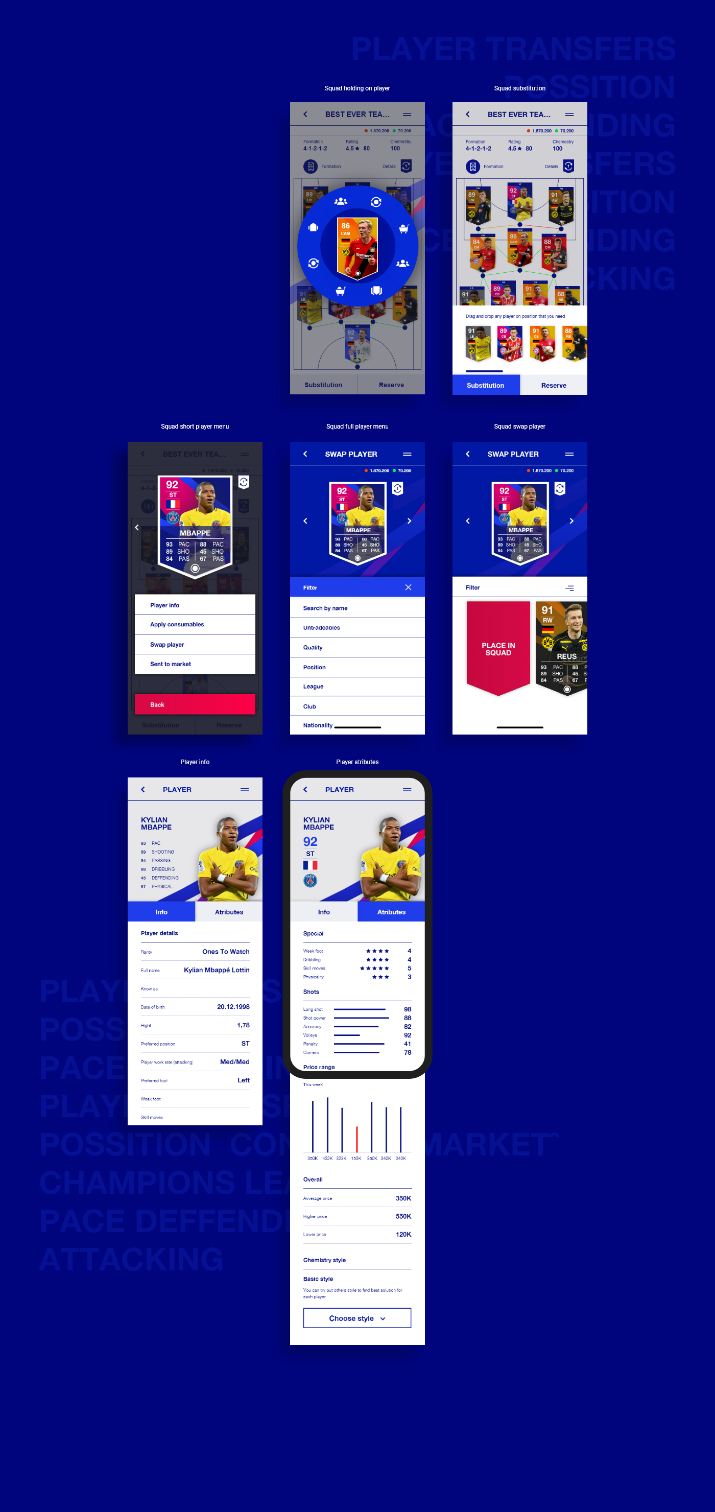 xD FIFA concept UI brand aftereffects minimal app mobile game