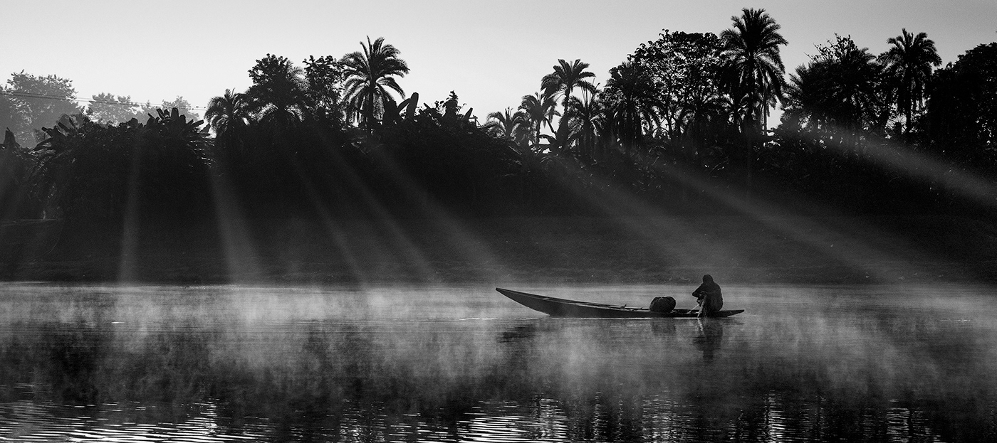 black and white boat bridge Fisherman fishing Landscape Nature Photography  river street photography