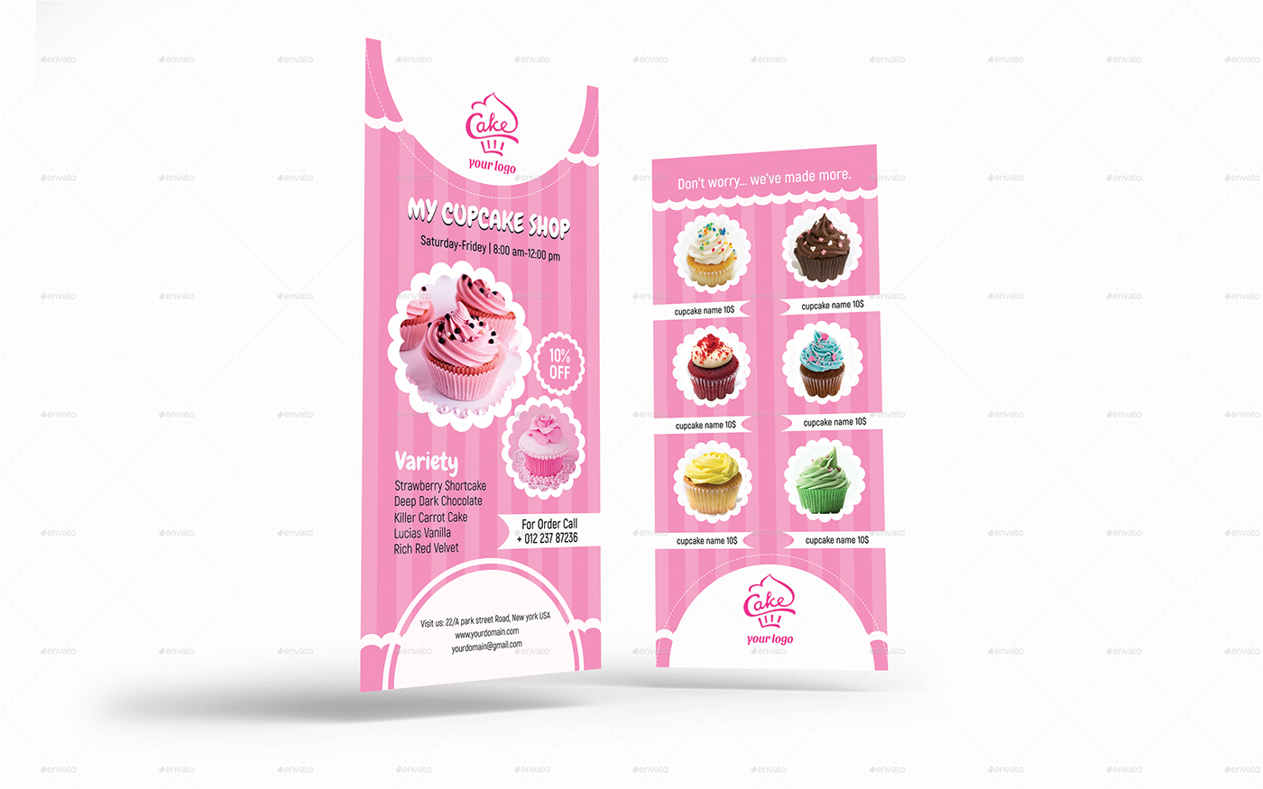 bakery cake chocolate cupcake delicious flyer Food  light rack card DL flyer