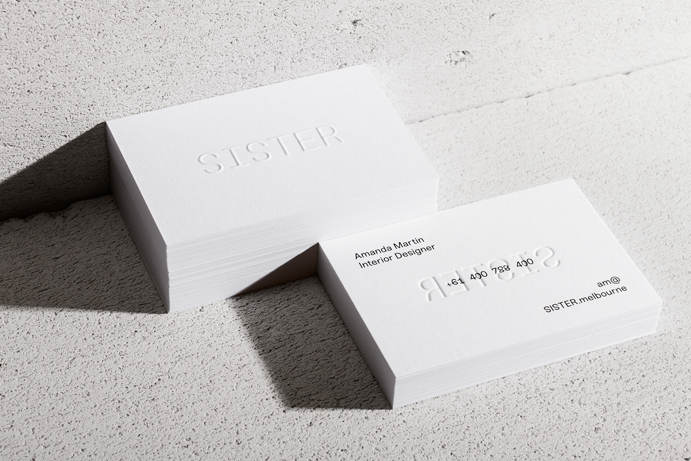 business card notepad colorplan emboss deboss tactile minimal architecture interior design  Site signage