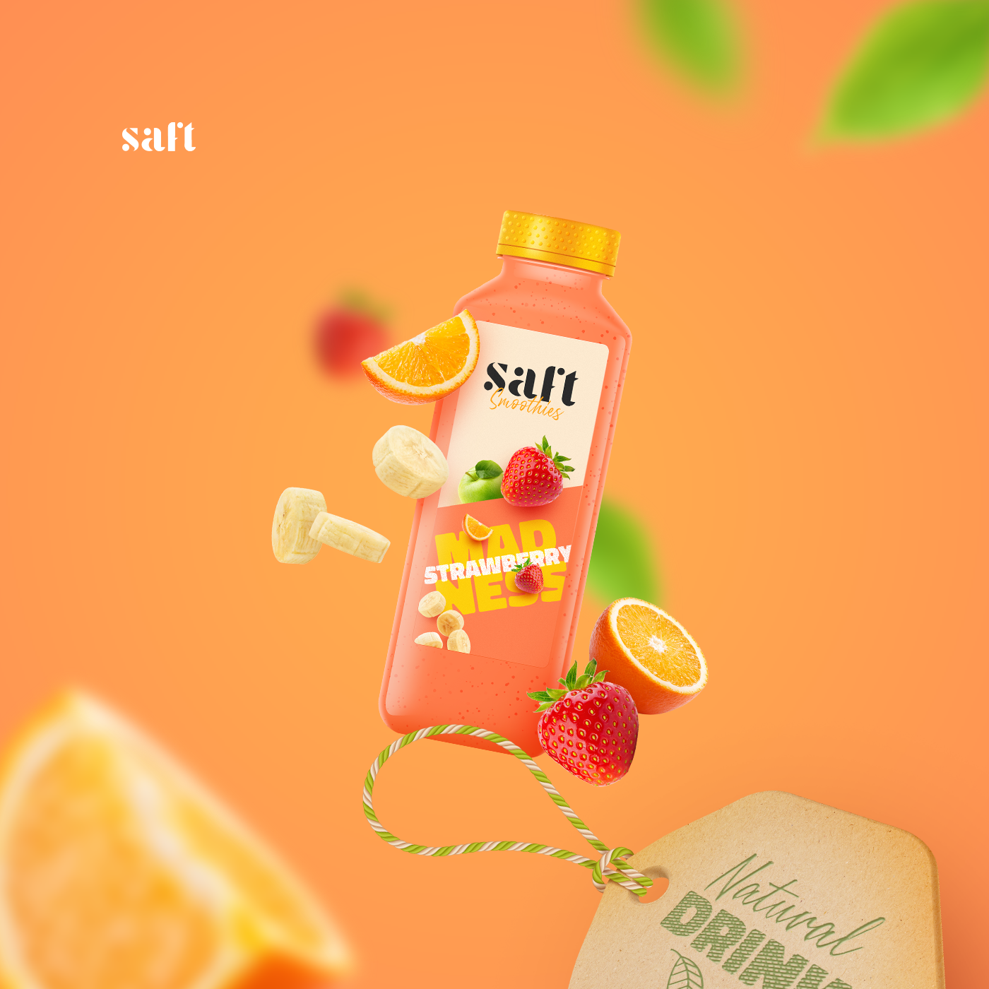 blueberry branding  juice orange Packaging Pineapple smoothie strawberry summer visual identity