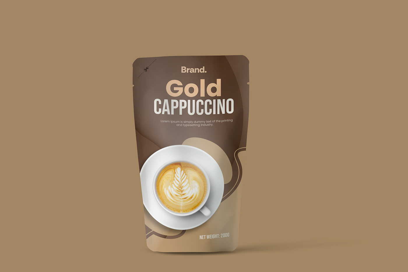 package design  Pouch Design  pouch Packaging Food Packaging gold cappuccino