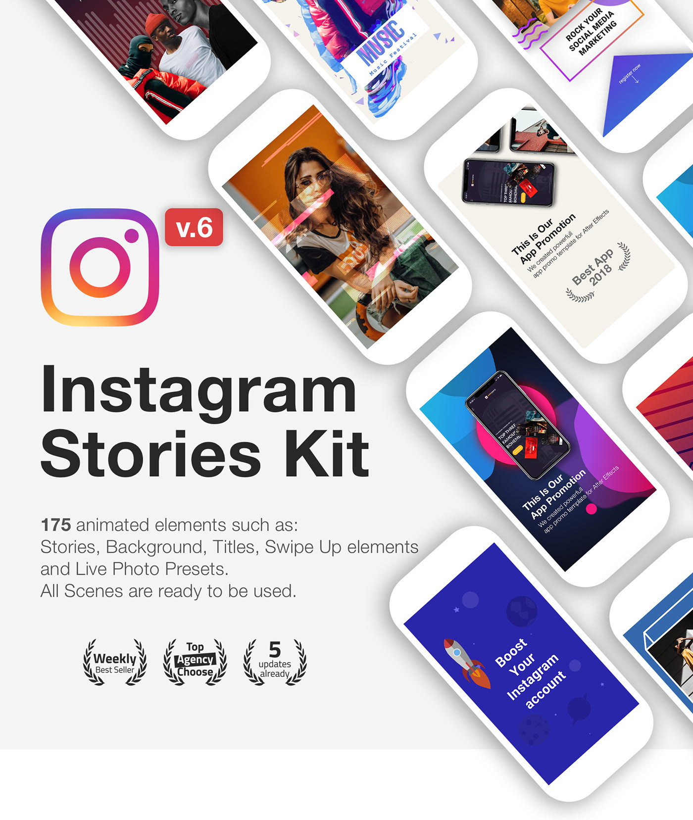 instagram Stories story design after effects social media free template