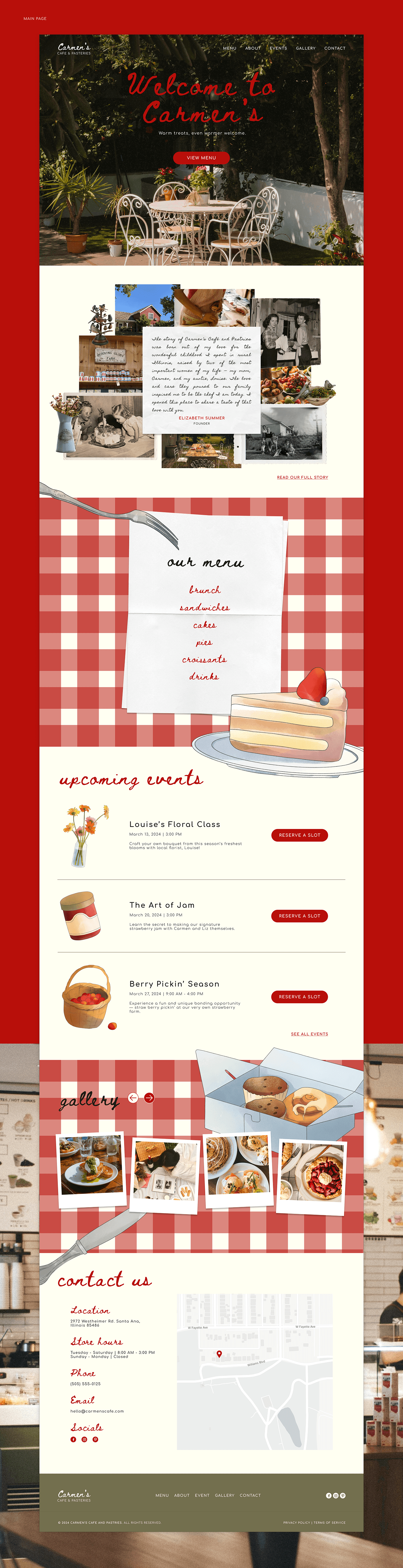 Figma ui design Food  Web Design  cottagecore landing page Website cafe Ecommerce UI/UX