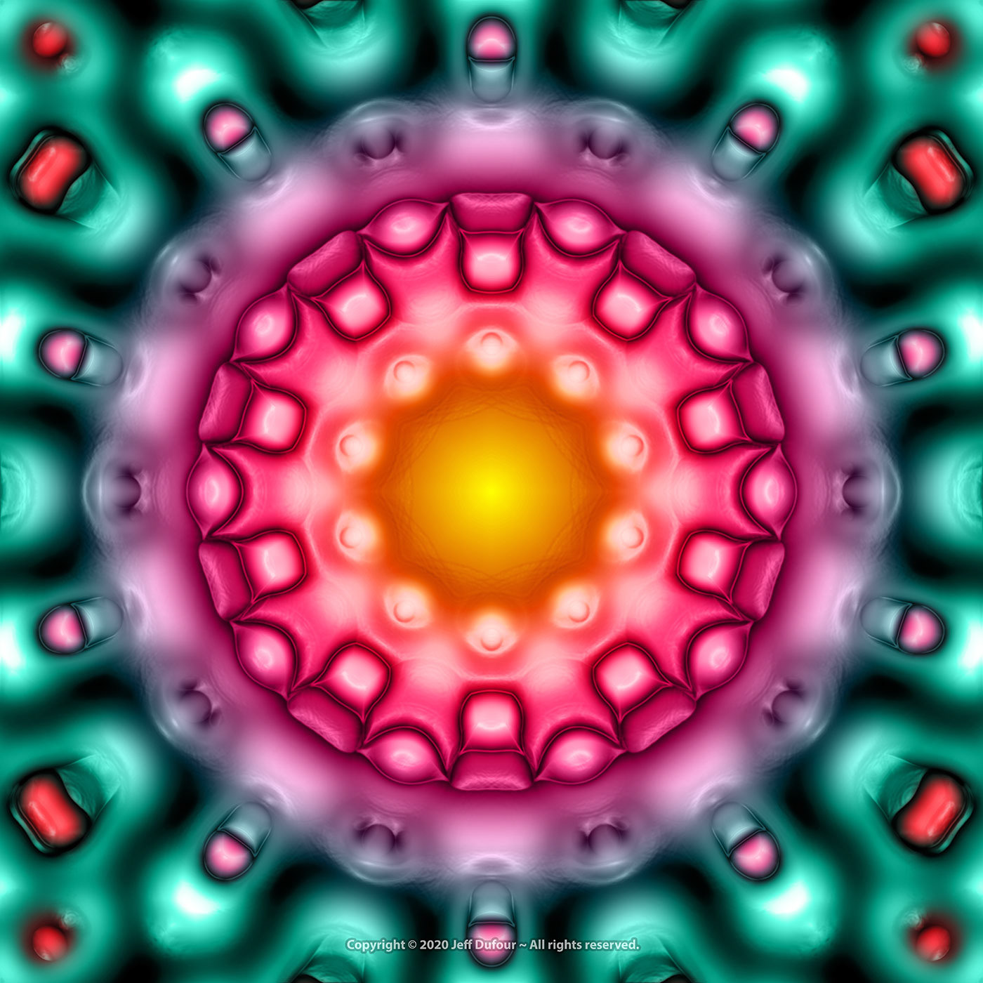 magenta Mandala pink psychedelic purple round symmetrical symmetry teal yellow