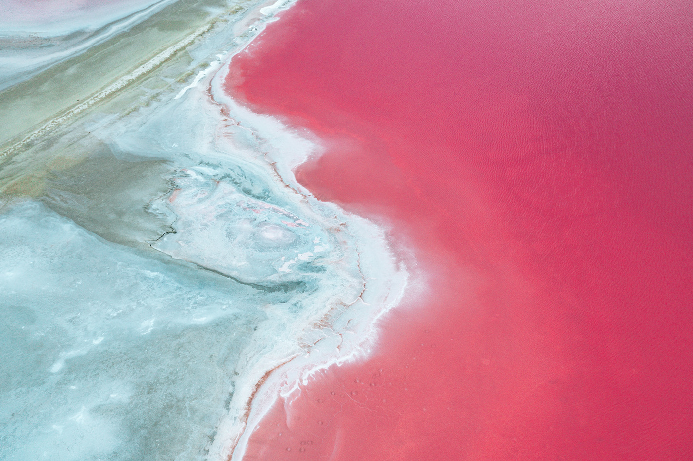 Aerial drone france landscapes pink salina salt mine  saltworks surreal