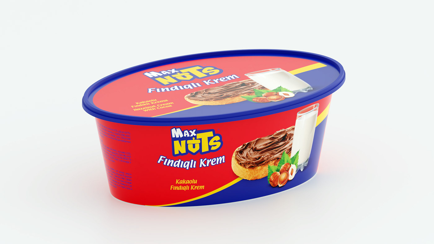 blender 3d Packaging nut nuts nuts packaging FINDIK Chocolate Cream chocolate cream packaging product visualization