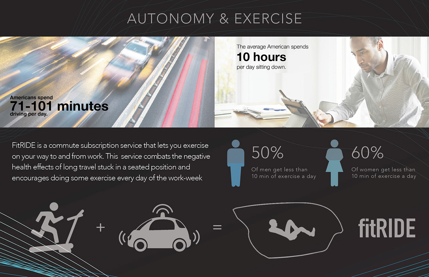 Autonomous vehicle Autonomy commute exercise health & wellness industrial design  mobility physical activity Transportation Design ux/ui