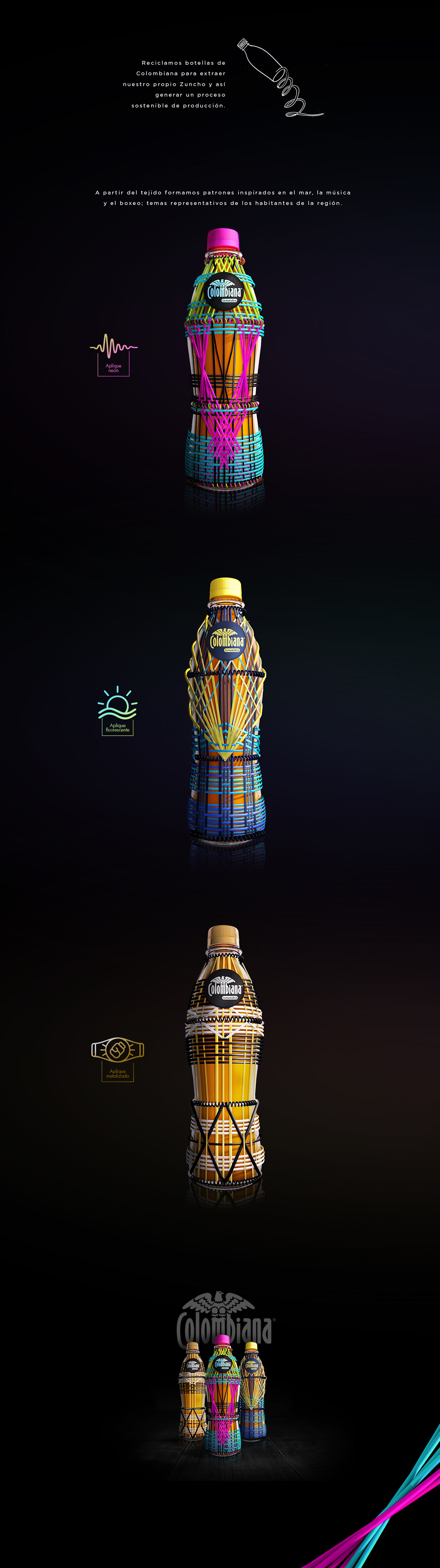 colombiana zuncho Young lions bottle drink Caribe colors design product