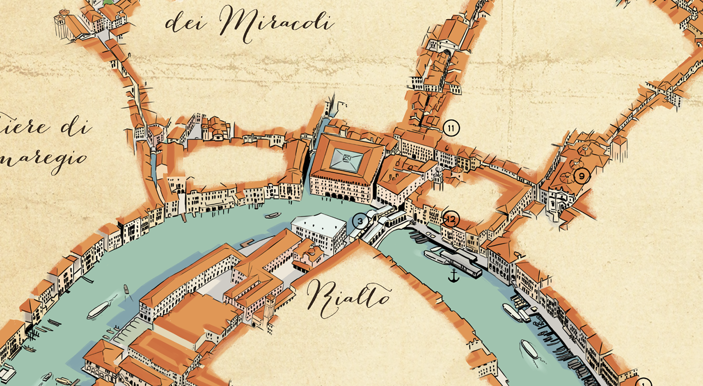 wedding Venice aerial view tourist map