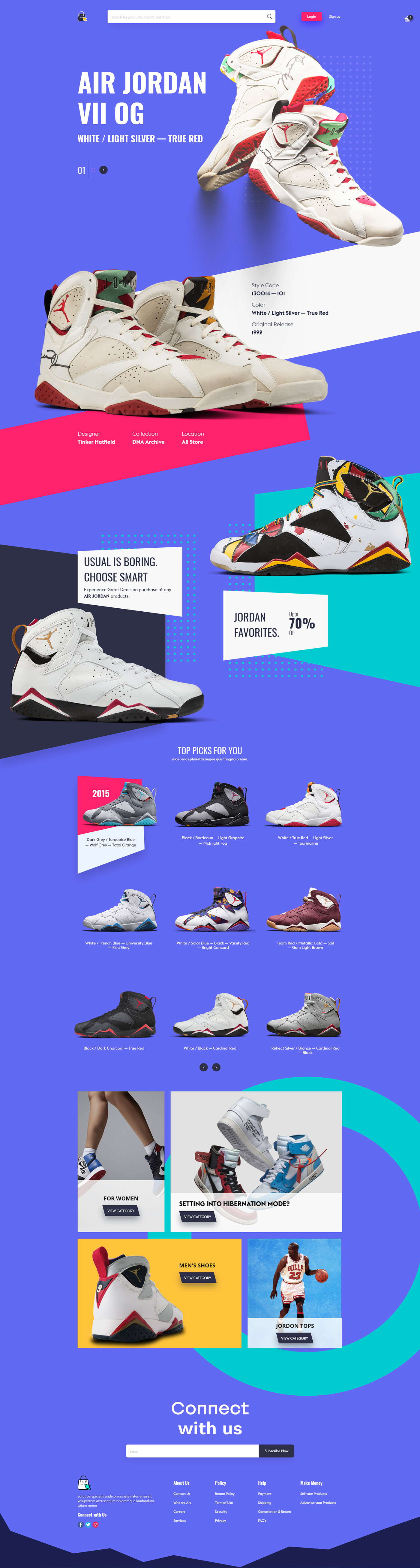 landing page Website air jordan shoes Adobe XD