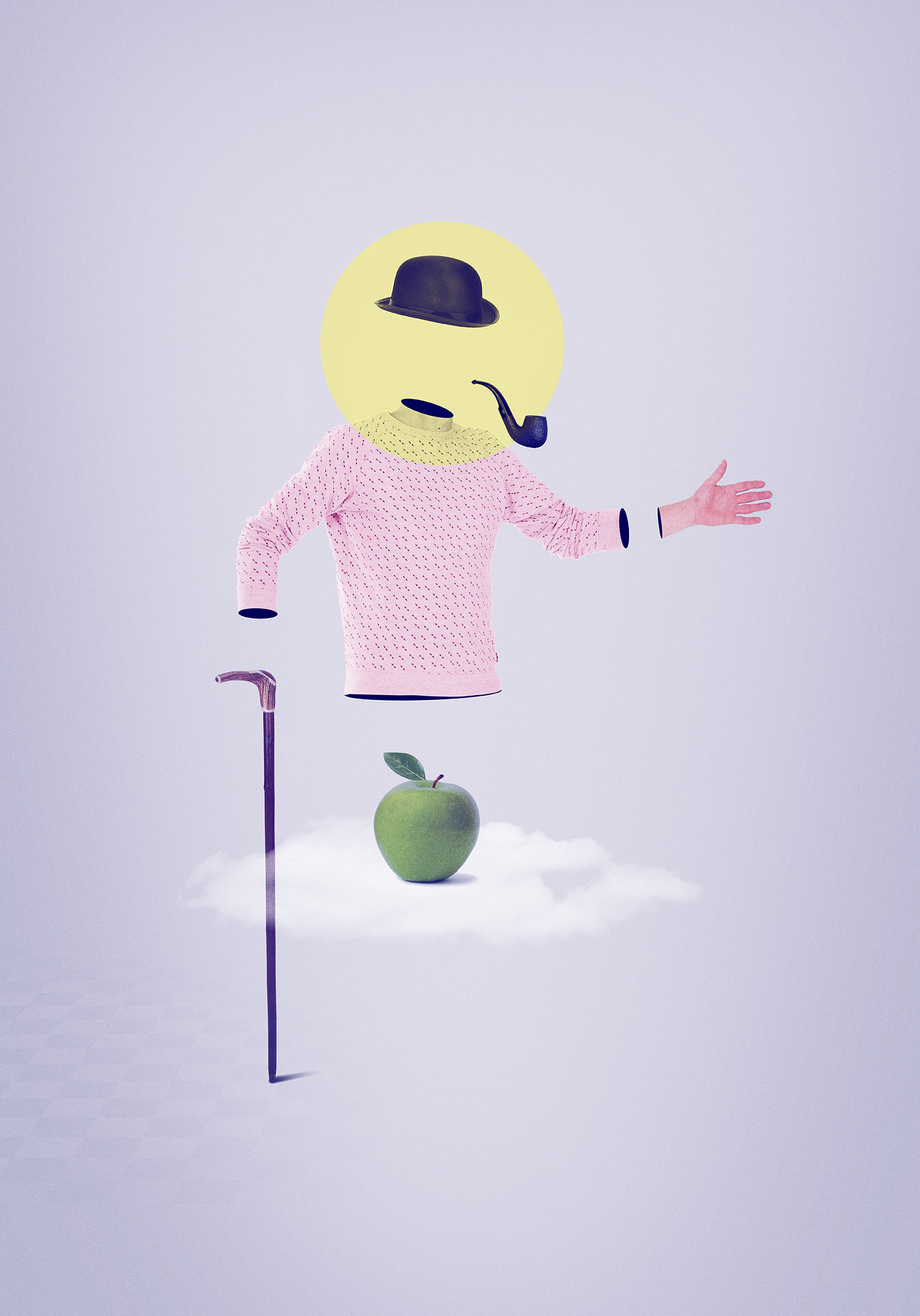 photoshop Photography  graphic design  art design rene magritte pink apple surrealistic antwerp