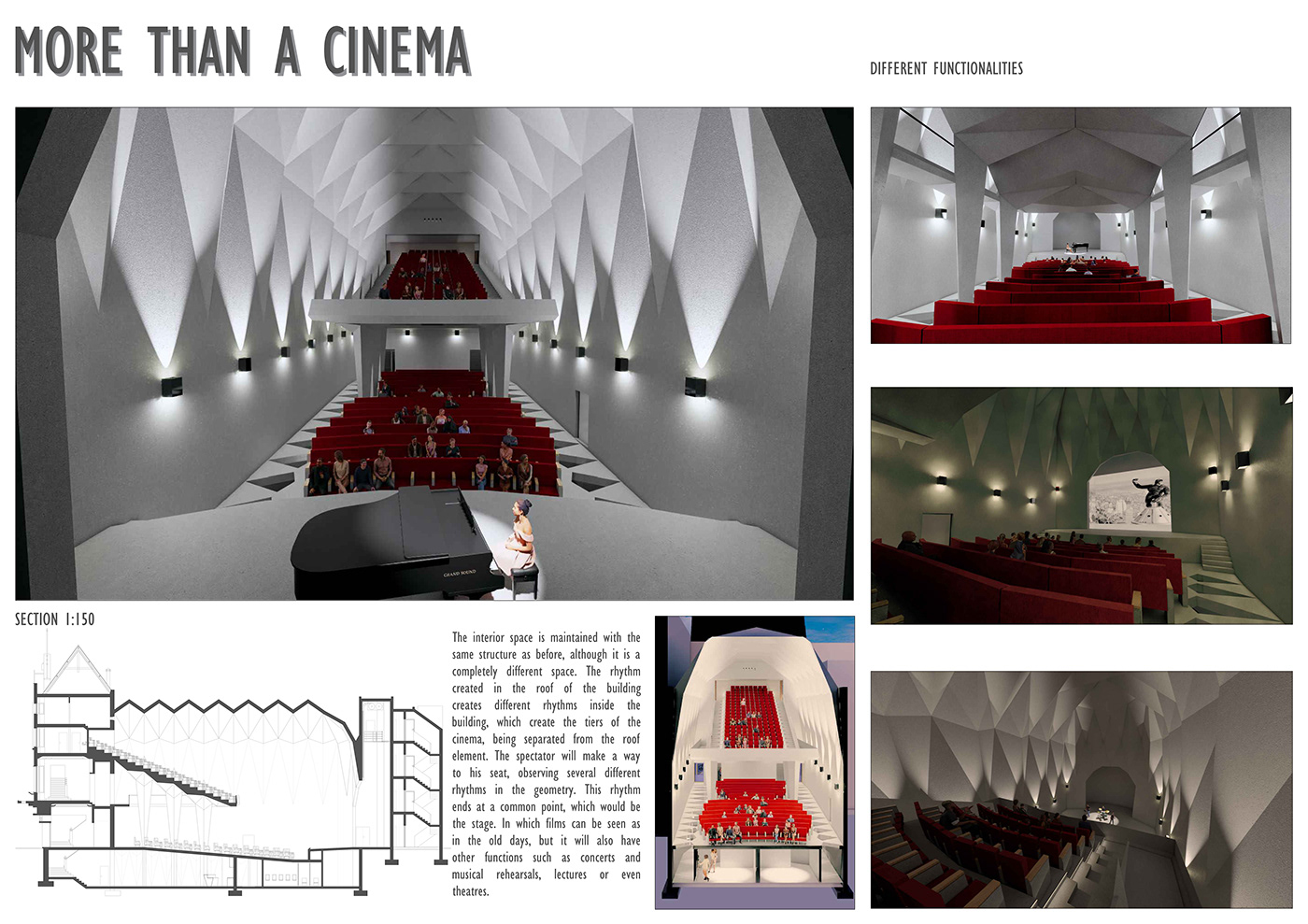 design Cinema rehabilitation geometric architecture arquitectura SketchUP рендер visualization