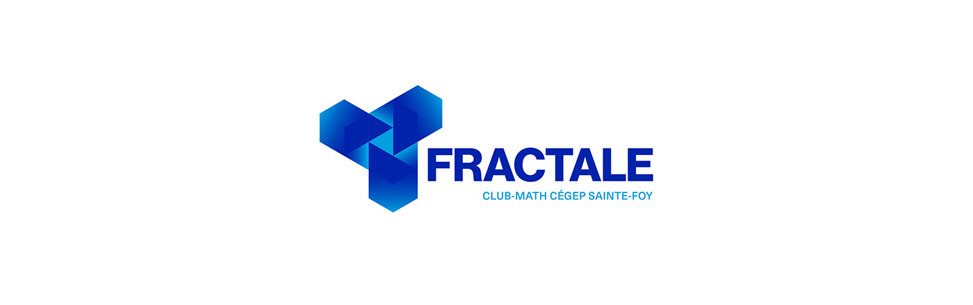 Logo comportant une forme fractale triangulaire dégradé de bleu foncé à bleu pâle.