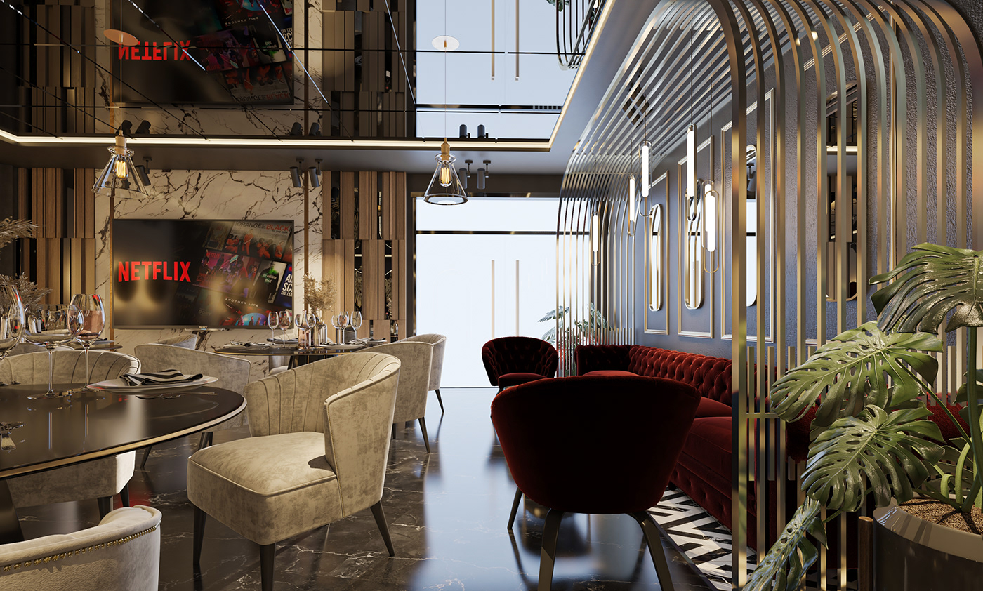 cafedesign   restaurant interior design  visualization corona cafeinteriordesign