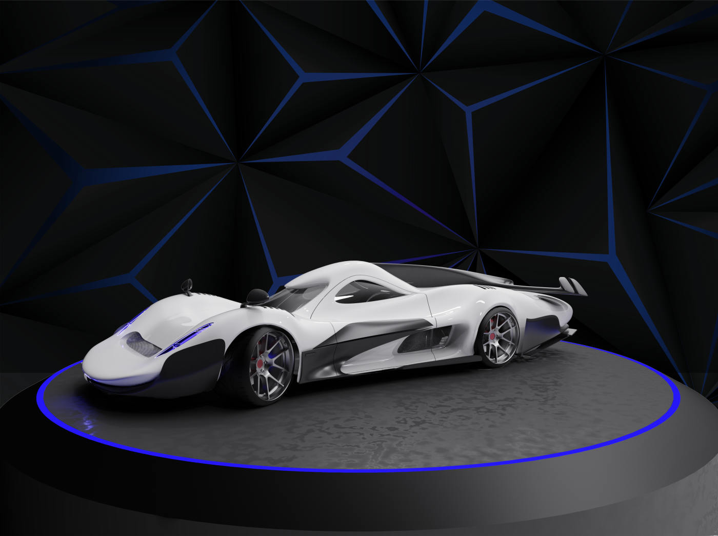 car hypercar speed 3D 3d modeling design product design  race black and white track