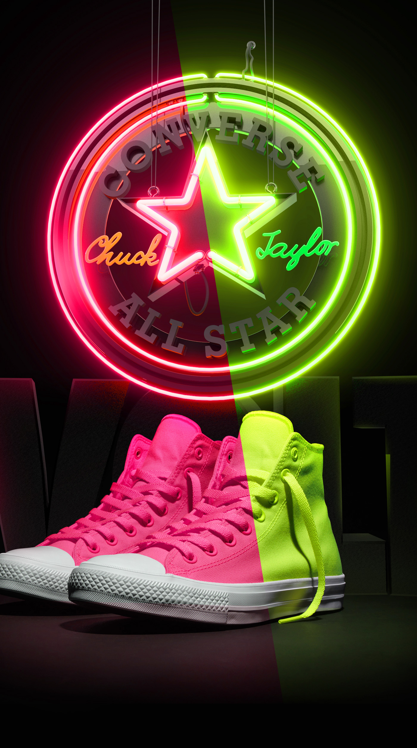converse all star Chuck Taylor neon 3D shoes set graphics