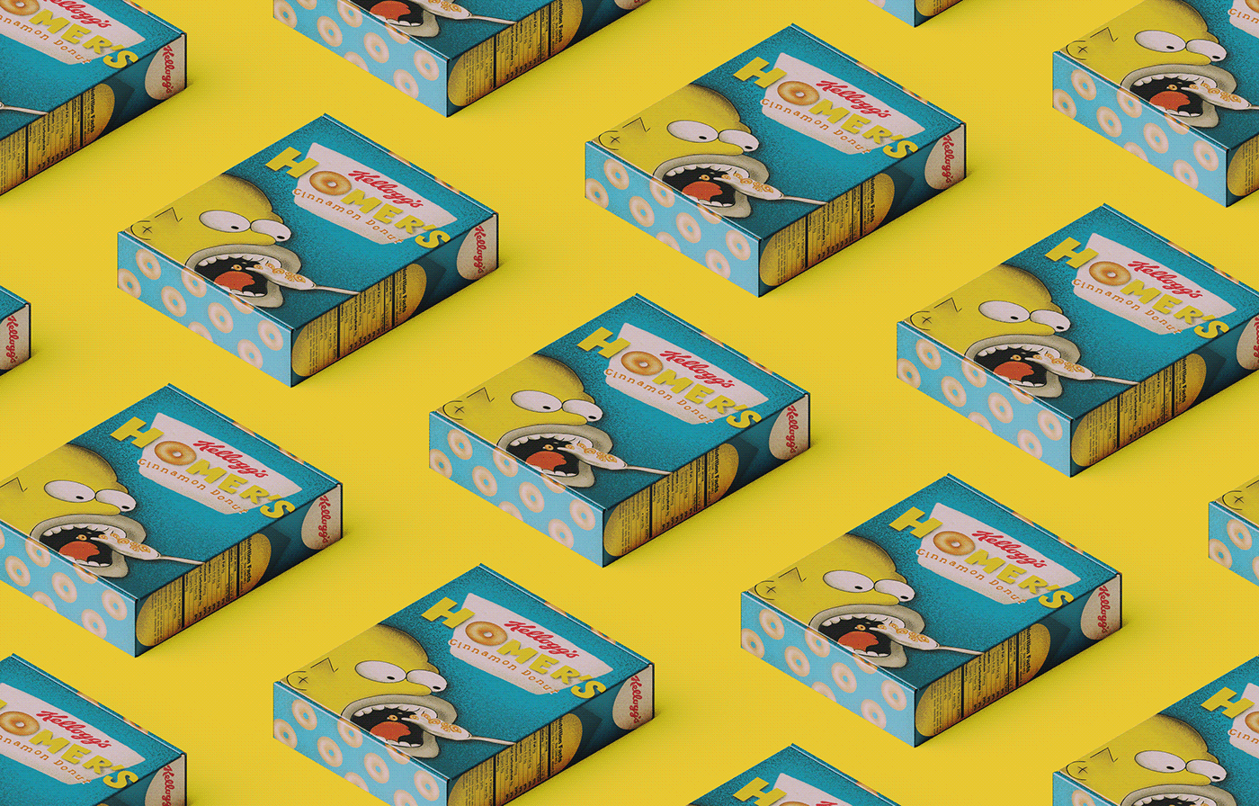 #Cereal Box Design #the simpsons breakfast cereal box mockup graphic design  Kellogg's product design 
