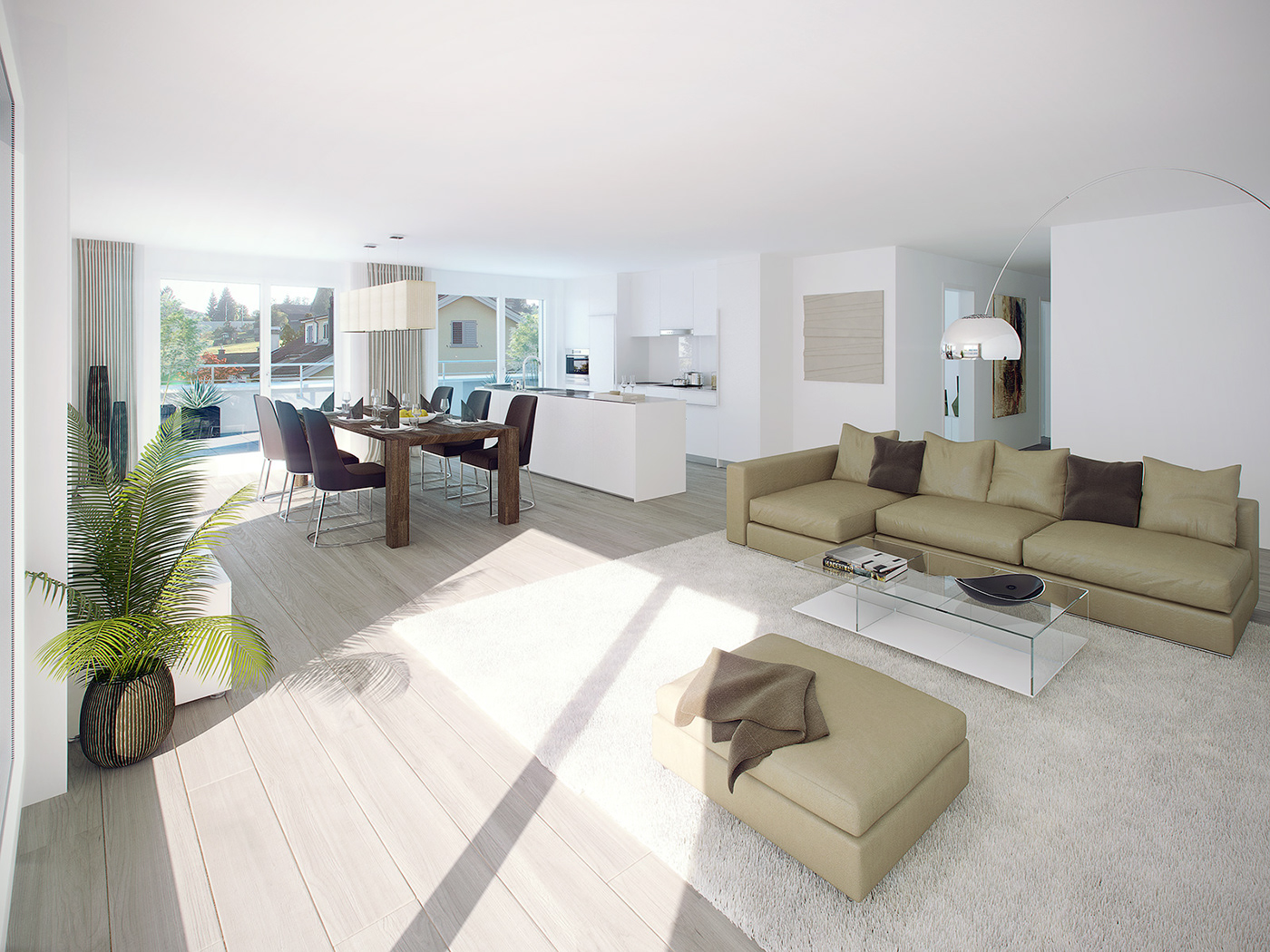 3D redidence building CGI CG graphic exterior Interior living childern furniture Day Render