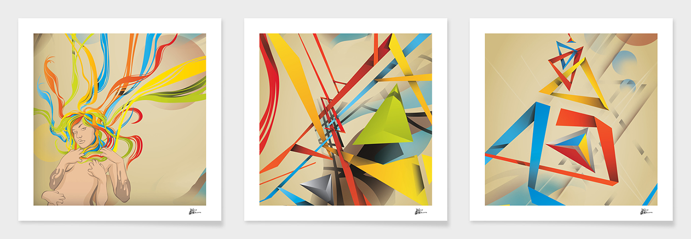 Love hate abstract geometric colour art ILLUSTRATION 