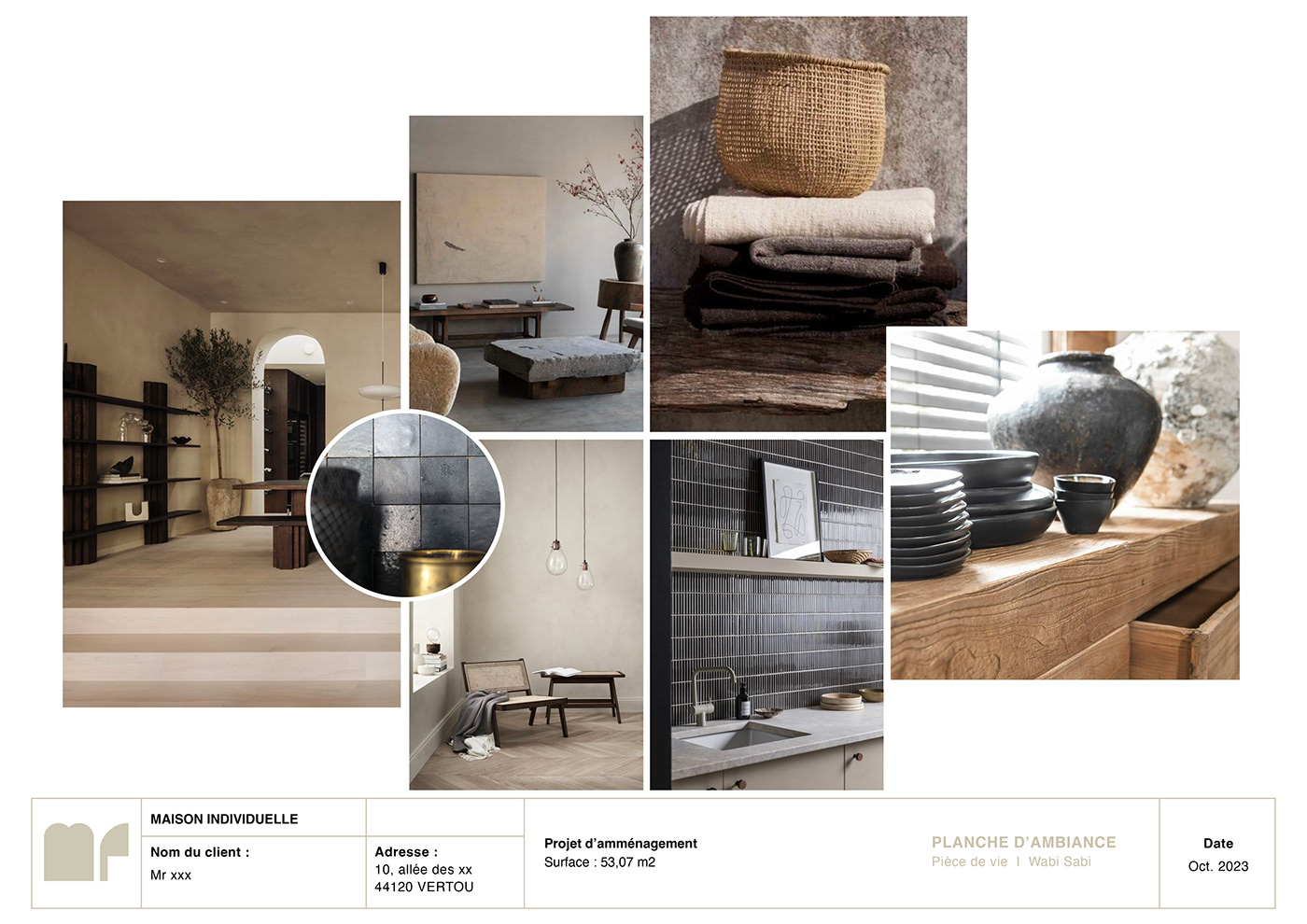 planche tendance Wabi Sabi interior design  architecture visualization design decoration