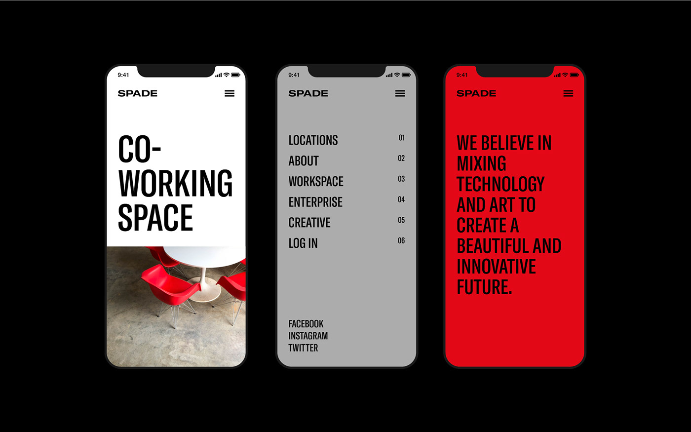 brand branding  coworking red spade typography  