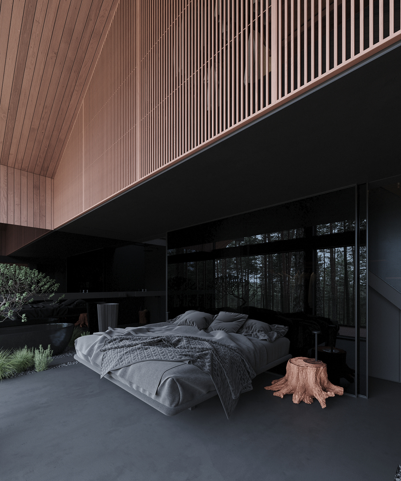 house Minimalism modern rendering woods Moscow