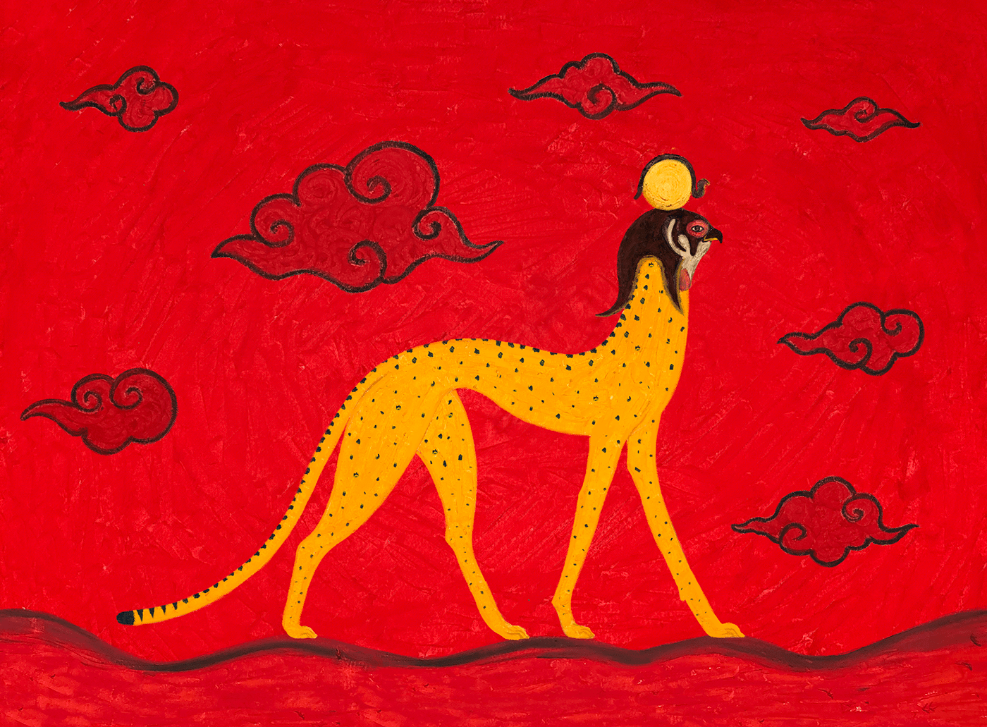 Cheetah with a head of god Ra.