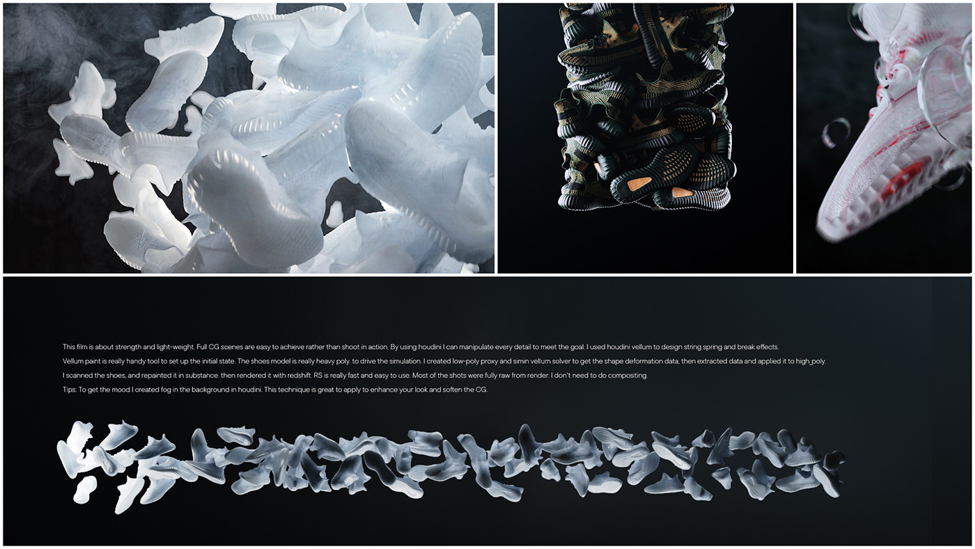 3D animation  art direction  CGI design houdini motion design motion graphics  redshift shoes