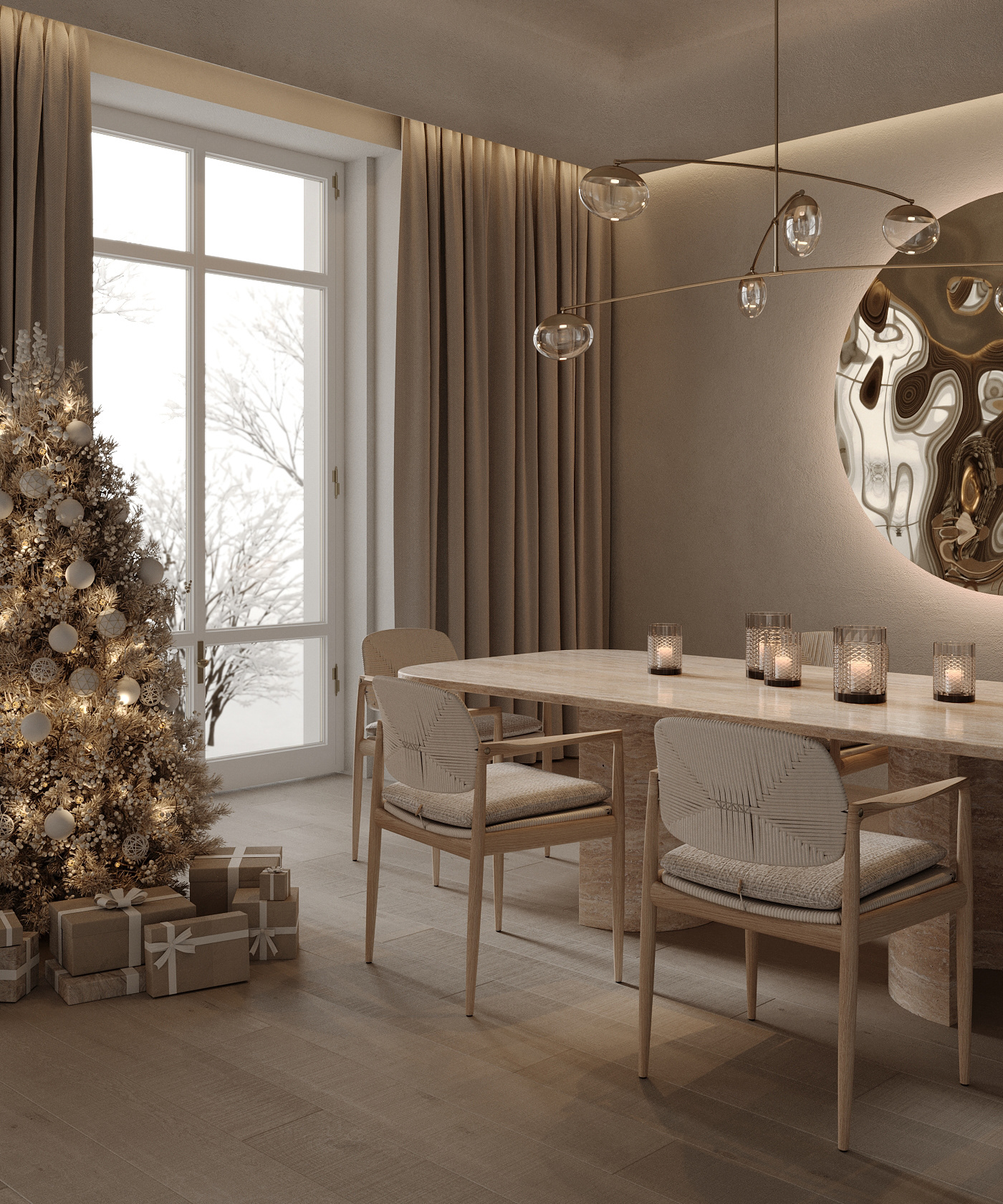 christmas Tree interior design  visualization Render 3ds max Interior Minimalism Japandi