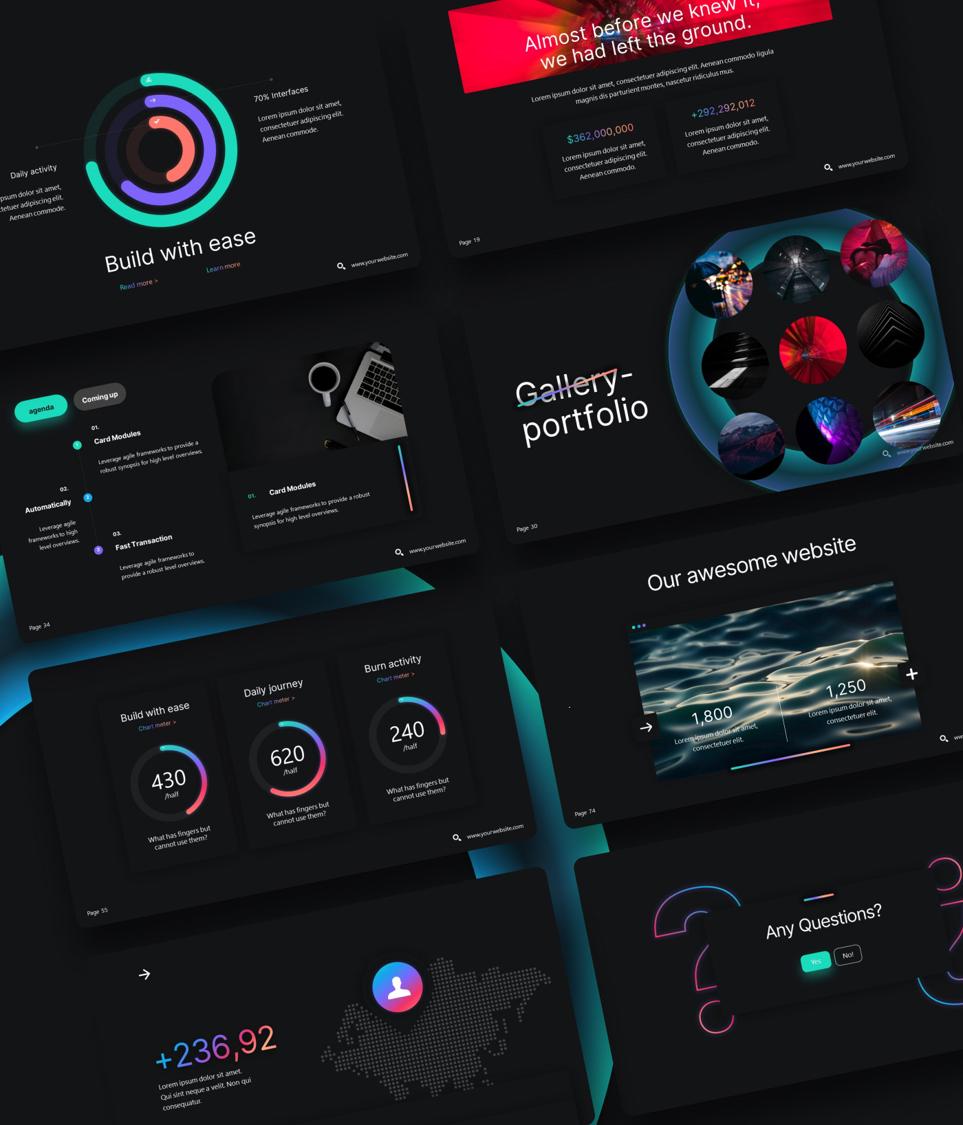 blue colorful creative cyber dark minimal modern Multipurpose presentation Powerpoint