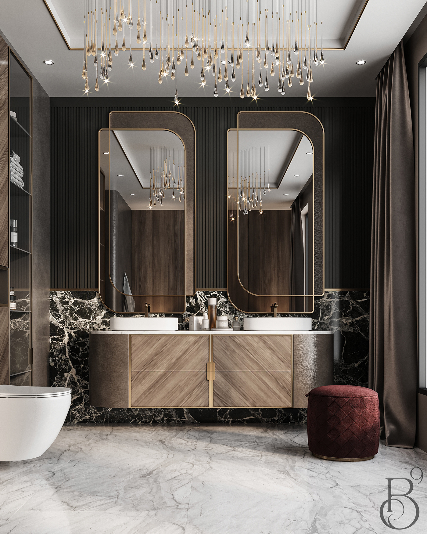 bathroom bath Interior design luxury modern interior design  bathroom design corona Render