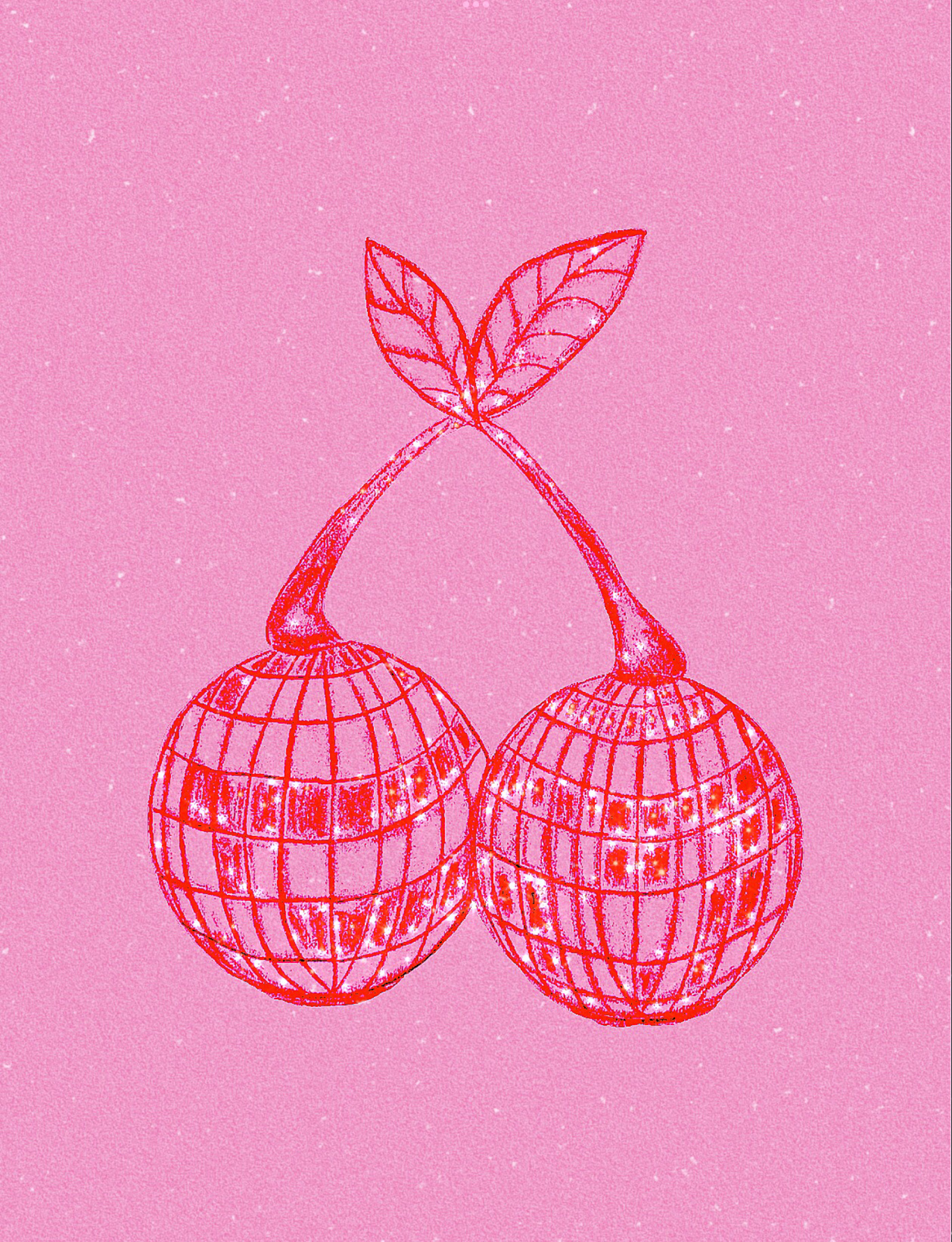 disco cherry sparkle print Drawing  girly design