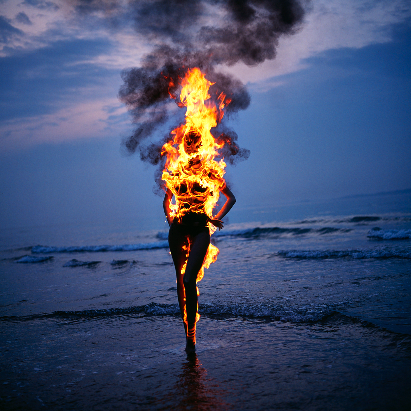 Photography  fire Flames burning poi mannequins woman