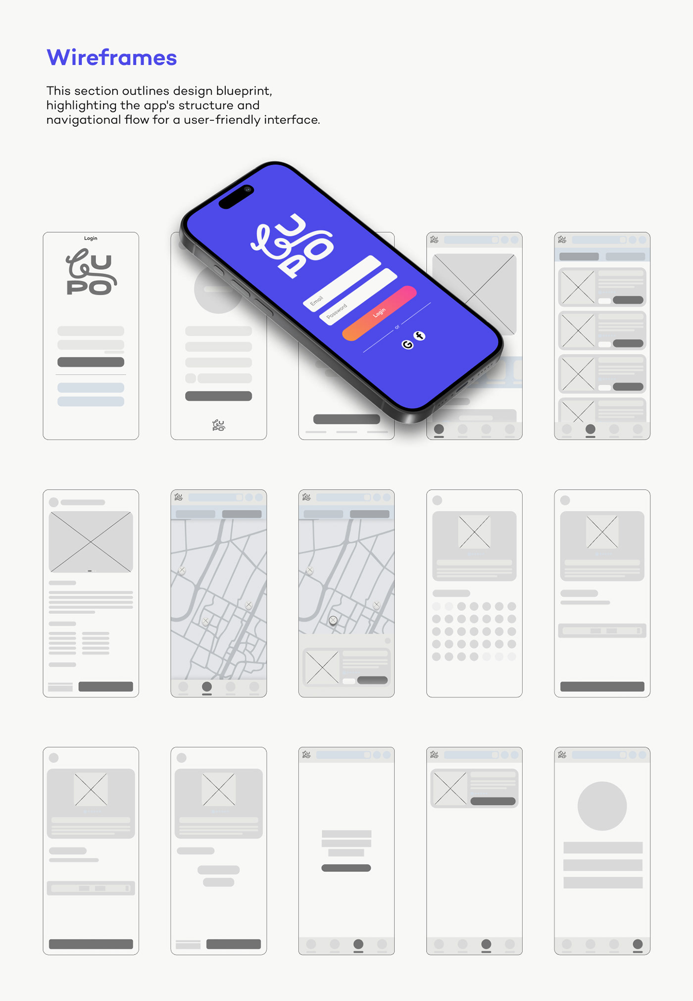 Wireframe Design for Healthcare mobile app UI Design modern minimal ui