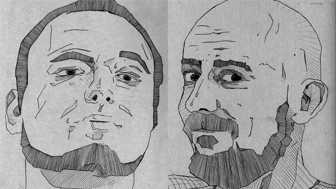 portrait face human man ilustration draw Picture pencil eyes pen paper card cardboard art sketch
